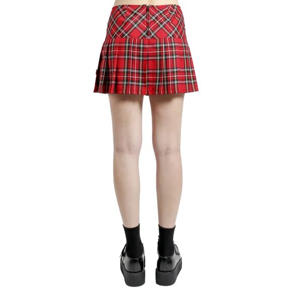 Womens Red Pleated Skirt - Picture 3 of 5